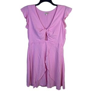 Gianni Bini Size XL Twist Front Cutout Pink Mini Dress Barbie Feminine Spring‎